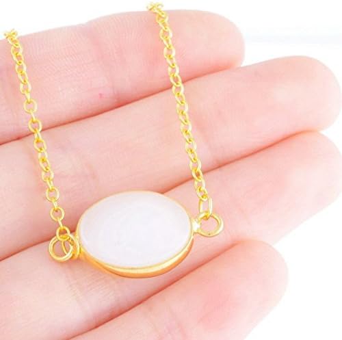 Jewelryfinds Golden Plated Pink Crystal Heart-Shaped Natural Stone Necklace