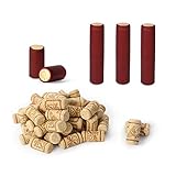 50pcs Wine Corks for Crafts and 50pcs Shrink Capsules,Straight Corks and Shrink Caps PVC Shrink Capsules for Wine Bottles Home Winemaking