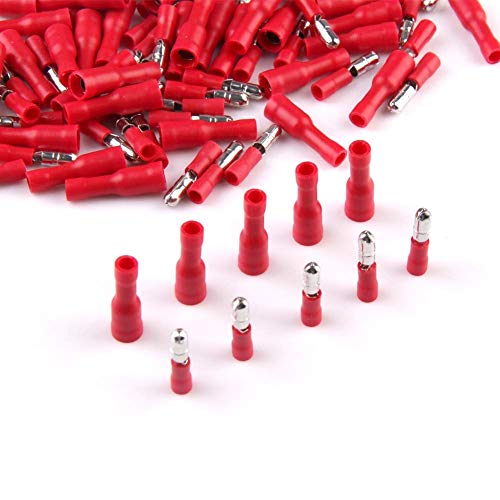 Electomania® Fully Insulated Male Female Wire Bullet Connector Electrical Crimp Red Terminals Pack of 100Pcs (Red) 1 Electomania® Fully Insulated Male Female Wire Bullet Connector Electrical Crimp Red Terminals Pack of 100Pcs (Red)