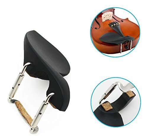 Soarun Black 4/4 Violin Chinrest with Screw & Cork, Ebony with Standard Bracket