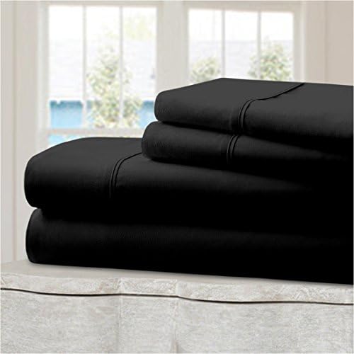 Ideal Linens Bed Sheet Set - Hotel Collection Double Brushed Microfiber Bedding - Wrinkle and Fade Resistant - Luxury, Comfortable, Breathable and Soft - 4 Piece (Queen, Black)