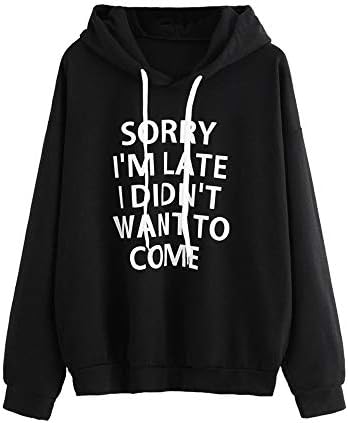 Womens Fashion Letter Print Sweatshirt Hoodie, Ladies Hipster Autumn Pullover O-Neck Hoodie Jumper Long Sleeve Blouse Tops (S-3XL)