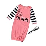 Sunbona Sleep Sack For Toddlers, 2Pcs Newborn Baby Letter Print Swaddle Wrap Print Sleeping Bag Kids Headband Set (Pink)