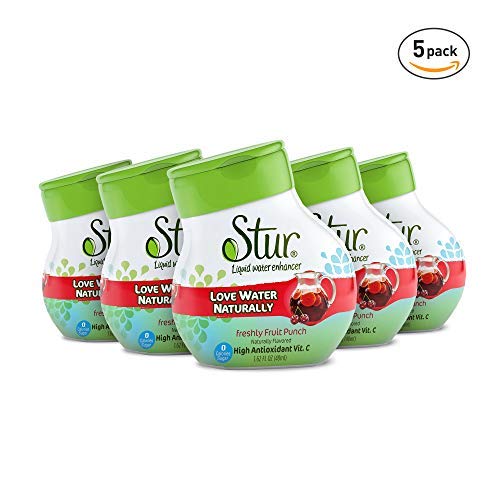Stur - Natural Water Enhancer, Fruit Punch (5 Bottles, Makes 100 Flavored Waters) - Sugar Free, Zero Calories, Kosher, Keto Friendly Liquid Drink Mix Sweetened 
with Stevia