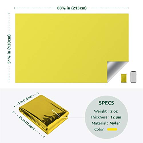 Bearhard Emergency Blanket Mylar Space Blankets 4-Pack for Camping Hiking or Outdoor Rescue Foil Thermal Survival Blankets Gold