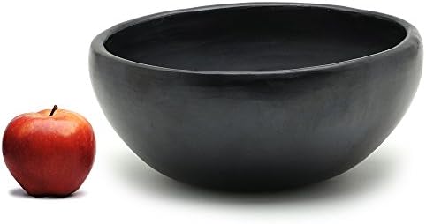 Black Clay Serving Bowl Large (2.5 Quarts) for Salad/Soup/Pasta, Handmade in La-Chamba Colombia, 100 Percent Natural, Toxin and Contaminant Free - Earthenware Cookware