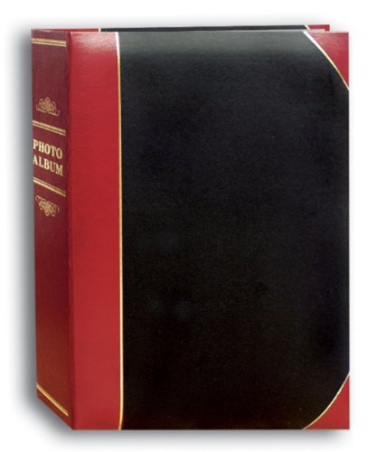 Pioneer Photo Albums 50-Pocket Black and Red Ledger Style Leatherette Cover Photo Album for 5 by 7-Inch Prints