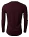 H2H Mens Henley T-shirts with Long Sleeve, Wine, US L (Asia XL)