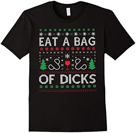 Men's Eat A Bag Of Dicks Funny Christmas T Shirt Large Black