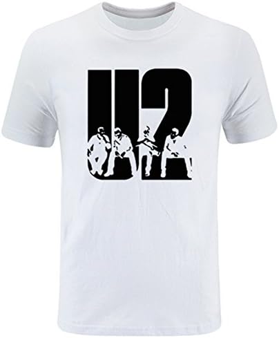 T Shirt Man's U2 Cotton Short Sleeve U O Neck Tshirt Teens 2 Tee Shirt 2017 For Sale T-shirt For Man (L, white)