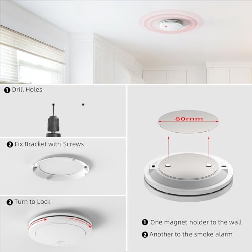CPVAN Wireless Interlinked Smoke Alarms with 10 Years Battery Life, Smoke Alarms for Home, Linked Smoke Detector, EN14604, CE Certified, Low-Battery Alert, FSI-3001. 6 Pack