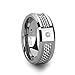 Thorsten Royce Tungsten Carbide Contemporary Metal Wedding Band Ring with Single Diamond and Carbon Fiber Inlay 8mm Wide by from Roy Rose Jewelry