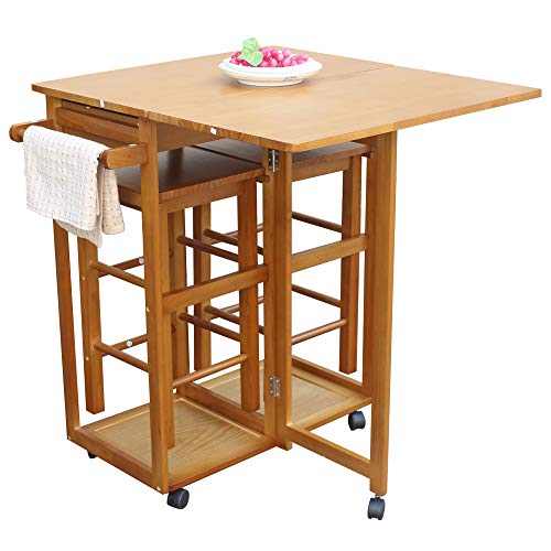 MTFY Kitchen Island on Wheels,Small Kitchen Table with Rolling Casters