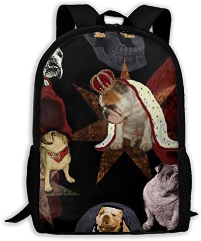 Classic Backpack Bulldog 'n Skulls_12256 Travel Laptop Backpack, Extra Large College School Student Backpack for Men and Women