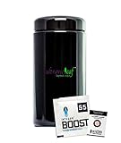 ultravioLeaf 500 ml (17 fl oz) Premium Coffee & Herb Storage Container | Airtight Smell Proof Black Ultraviolet Glass Screw Top Jar Canister | Best for Coffee, Tea, Herbs, Spices, or Dried Goods