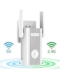 [NUEVO 2019] Extensor de alcance WiFi amplificador de señal   cobertura WiFi de hasta 1200 Mbps con doble correa 5 Ghz 2,4 Ghz funciona con cualquier router (WF 575A4)