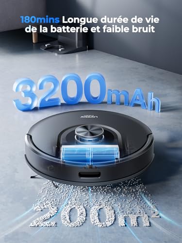 Robot Vacuum Cleaner, 8000Pa 200Mins Robot Vacuum Cleaner Navigation LiDAR Washer, Robot Floor Washer, Multiple Floor Maps Alexa/APP/WiFi Control, Ideal for Pet Hair, Carpets and Hard Floors