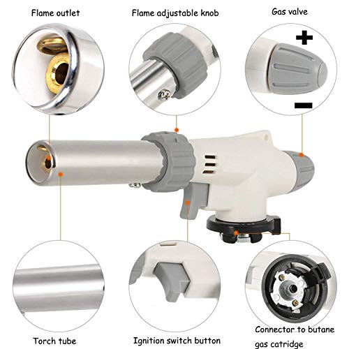Butane Torch Kitchen Blow Torch, UCOFFEE Culinary Cooking Torch Chef Torches Lighter Adjustable Flame With Safety Lock For Creme Brulee, Searing, Baking, BBQ (Butane Gas Not Included)