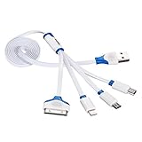 Vastar 3.3 Feet Lengthened Premium Quality 4 in 1 Multiple USB Charging Cable Adapter Connector with Micro USB / Mini USB Ports for iPhone 6, 5, 4, iPad, Galaxy S4, S5,Nexus 5 and more Phone, Tablet