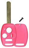 KeylessOption Just the Case Keyless Entry Remote Head Key Combo Fob Shell - Pink