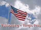 21 FT Heavy Duty Tapered Telescoping Silver Aluminum Tangle Free No Furl Residential Flagpole WindStrong - 2.5 Inch Butt Made in The USA 5 Year Warranty and 3x5 Embroidered and Sewn US Nylon Flag