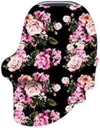 Breastfeeding Cover - Nursing Scarf – Natural Organic Bamboo Black Floral Fabric – Infant – Baby Car Seat Canopy – Shopping Cart, Stroller &amp; High Chair Cover – Multi-Use Infinity Shawl