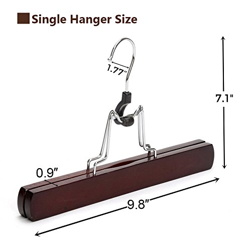 JS HANGER Skirt Hangers Non-Slip Wooden Collection Slack hangers, Walnut Finish, 10-Pack