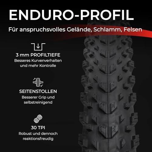 Fincci MTB Tyre 27.5 – Folding Tyre Set 27.5 x 2.10 Inches 54-584 with 2 Presta Chambers, Oncamp Tyres for Road Bike, Mountain Bike, and Bicycle, Pack of 2 Accessories