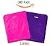 100 - Heavy Duty Purple and Hot Pink Glossy Merchandise Bags, Shopping Bags, 12” X 15” with Die Cut Handle, No Gusset, 2.0 Mil.