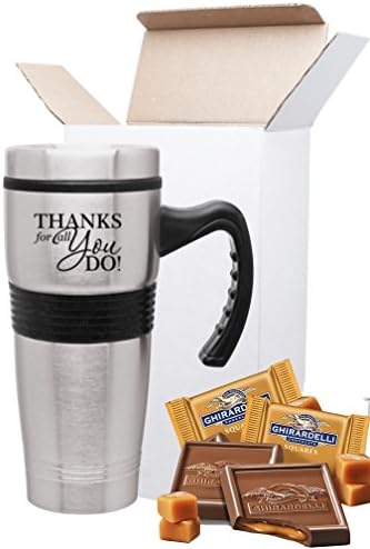 Thank You Tumbler with Ghirardelli Chocolates Boxed/Holiday Thank You Tumbler & Chocolates/Travel Mug Boxed/Teacher Appreciation Gift/Corporate Thank You Travel Mugs/Nurse's Day Gifts