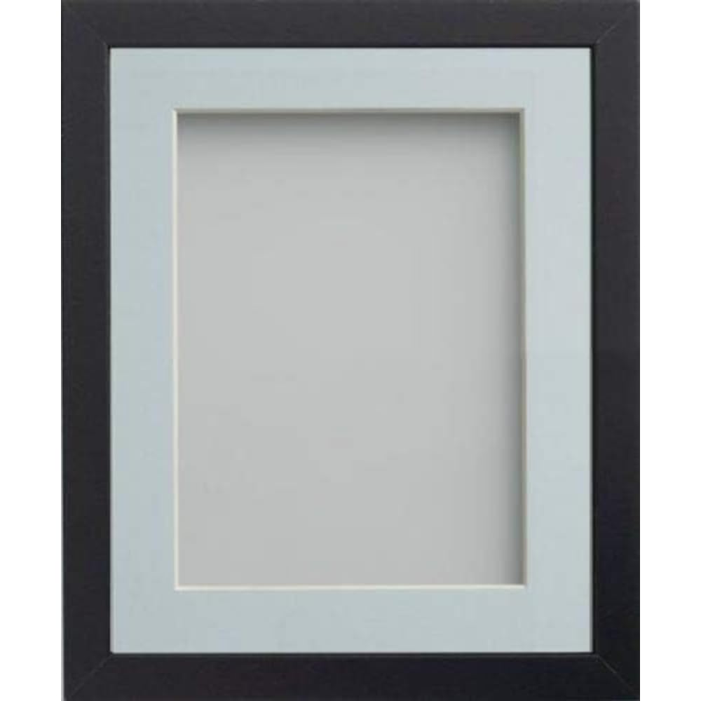 Frame Company Allington Black 9x7 inch Frame With Light Blue Mount For Image 6x4 inch *Choice of sizes* Fitted with Real Glass