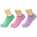 Wrapables® Women Ankle Length Non-Skid Gripper Socks (Set of 3), Lavender, Hot Pink, Mint