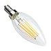 Kakanuo LED Filament Bulb Dimmable E12 Candelabra Base Warm White 2700K 4W - 40W Equivalent C35 Candle Light AC110-130V Fireworks Lamp Decorative LED Bulb