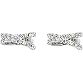 2Pcs Silver Ear Cuffs Non Piercing Adjustable Cuff Earrings for Women Cubic Zirconia Clip On Cartilage Helix Conch Fake Earrings Hypoallergenic