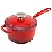 Zelancio Enameled 2-Quart Cast Iron Sauce Pan, Pot with Lid. Perfect as a Bean Pot, Spaghetti Sauce Pot, Barbecue Sauce Pot, or Pasta Sauce Pot, Cayenne Red