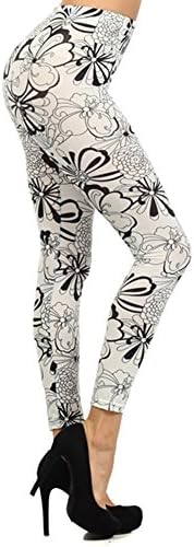 Womens Printed Leggings, Ultra Comfort Soft Yoga Pants, Colorful Fun Funky Designs (296, One Size)