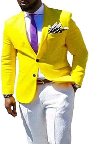 RONGKIM Men's Fashion 2 Pieces Two Button Tuxedo Dress Groom Prom Blazer with Pants Set