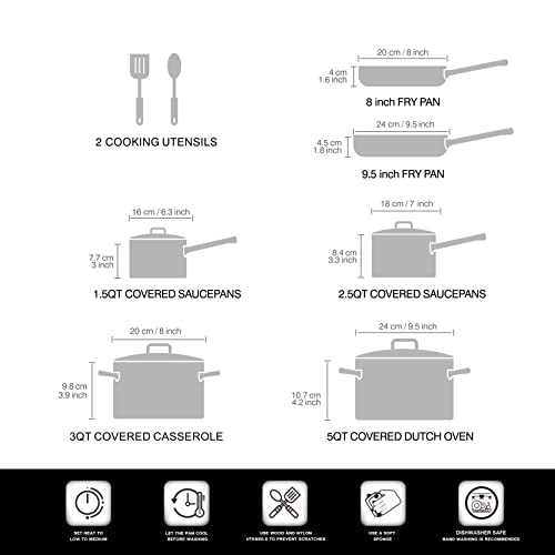 Cook N Home Pots and Pans Nonstick Cookware Set 12Piece, Kitchen Cooking Set with Frying Pans