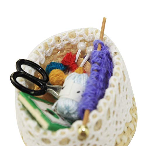 Vibola 1/12 Dollhouse Accessories,1:12 Scale Dollhouse Miniature Knitting Tools Model for Doll House Suitable for Kids Pretend Play Dollhouse Toy