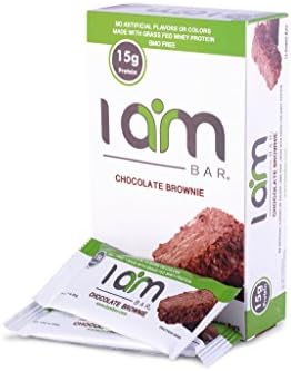 I AM BAR - Chocolate Brownie Protein Bar - Grass Fed Whey Protein, Soy Free, No Artificial Flavors, Sweeteners, or Colors, Low Carb Protein Bar - (1.94oz Bars, 12 Bars per Box)