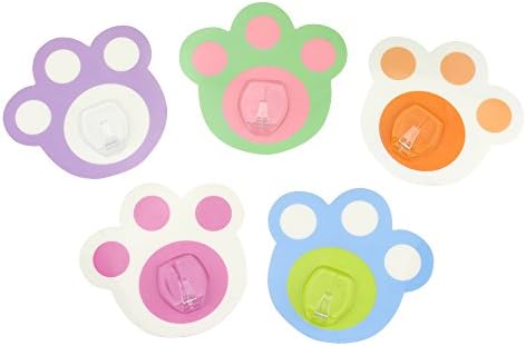 4sdot 5Pcs Cute Wall Hooks for Bedroom and Bathroom, Reusable, Washable, Waterproof and Oilproof (random color)
