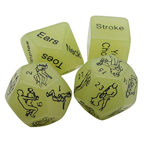 Funny and Romantic Role Playing Dice Luminous Dice Game Set of 4,Novelty Gift for Honeymoon bacherette Party,Him and Her, Bridal Shower, Groom Roast,Newlyweds, Wedding, Anniversary, Marriage