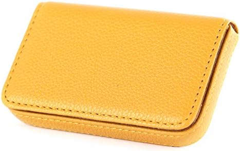 IOKHEIRA Yellow PU Leather Magnetic Closure Business Card Holder Business Card Case