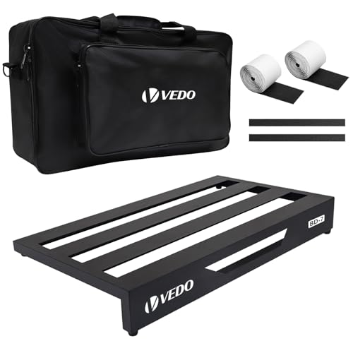VEDO Pedalboard para guitarra, liga de alumínio, 1,2 kg, pedalboard leve para efeitos, 56 cm x 32 cm com bolsa de transporte, velcro, abraçadeiras, tamanho padrão de 56 cm (inclinado).