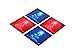 Happy Holidays Merry Christmas Designer Ceramic Coaster Set (4 Coasters, Red and Blue Colors, Each Almost 4 X 4 inches) with Matching Wooden Coaster Holder. (Red and Blue)