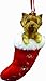 Yorkie Christmas Stocking Ornament, Hand Painted and Stitched Detail