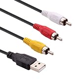 USB to 3RCA Cable, iGreely 1.5m USB Male to 3 RCA Male Jack Splitter Audio Video AV Composite Adapter Cable for TV/Mac/PC
