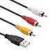 iGreely USB to 3RCA Cable, 1.5m USB Male to 3 RCA Male Jack Splitter Audio Video AV Composite Adapter Cable for TV/Mac/PC