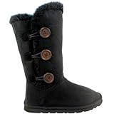 Womens Triplet Button Fur Lined Winter Snow Boots