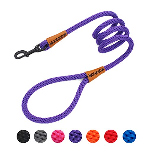 lynxking Braided Rope Dog Lead Leashes Pet Leash Dog Traction Rope Leashes Dog Walking Training Lead for Medium Large Dogs (4Feet Purple) - Thumbnail 6